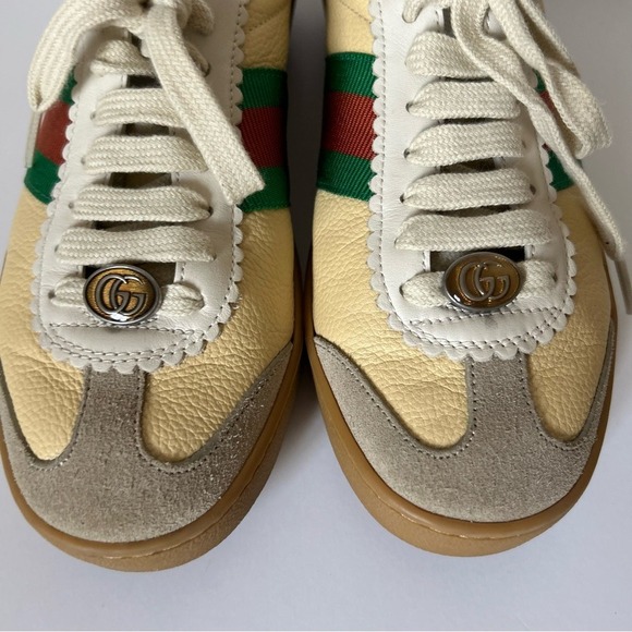 Gucci G47 Oatmeal Ecru Leather Suede Sneaker Trainers Tennis Shoe Size: 36.7 - Picture 5 of 11